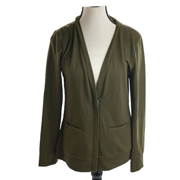 Merona Zip Front Cardigan Womens Size S Olive Green Long Sleeve Lightweight - Picture 1 of 8